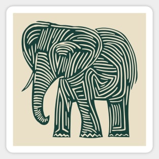 Majestic Elephant Linocut Art in Tribal Style Sticker